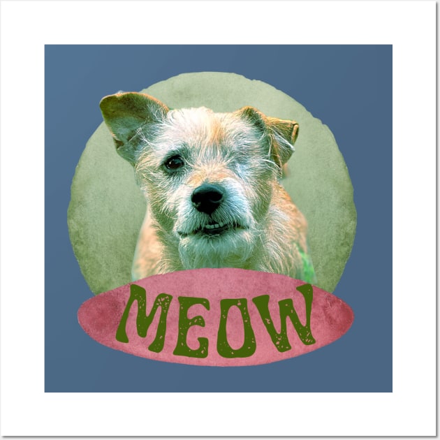 Meowing dog with one eye Wall Art by happygreen